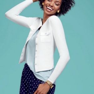 CAbi White Ribbed Fencing Button Cardigan 5145 Small